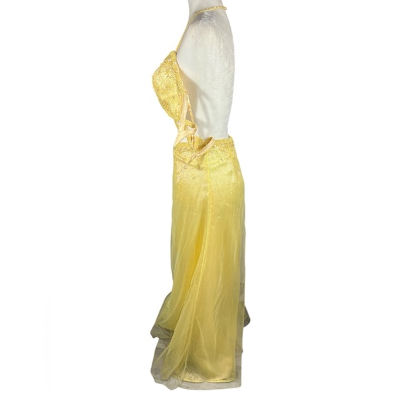 Precious Formals Dress Gown Beaded Yellow Two Pieces Prom Party sz 8 - Picture 7 of 15